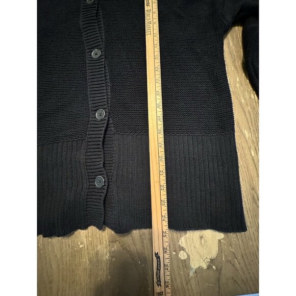 T Alexander Wang Womens Cotton Ribbed Textured Buttoned Cardigan Black Medium - Picture 6 of 7